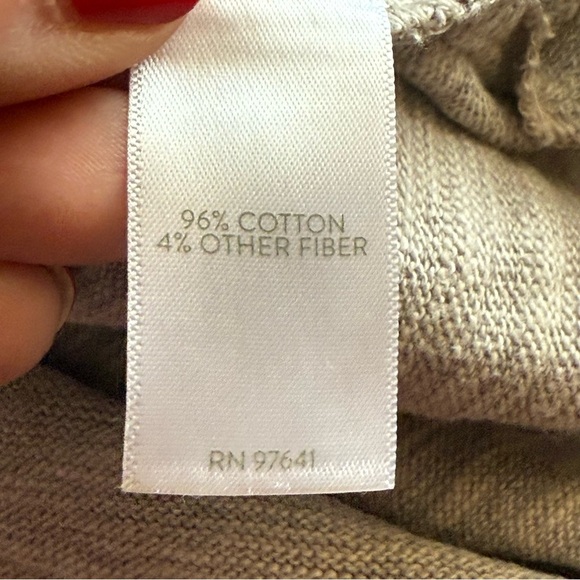 Pure Jill Gray Cotton Blend Sweater Medium Petite V-Neck Natural Organic Neutral - Picture 8 of 10